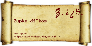 Zupka Ákos névjegykártya